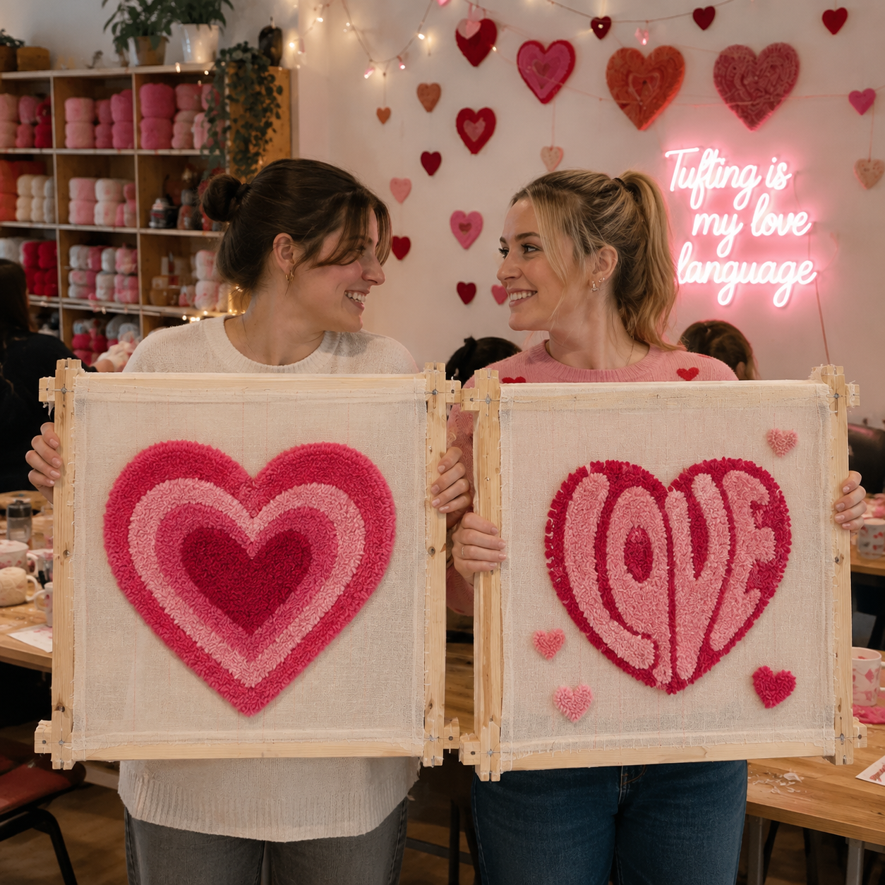 Valentijnsdag workshop tuften 2027 Love to Tuft tufting workshop