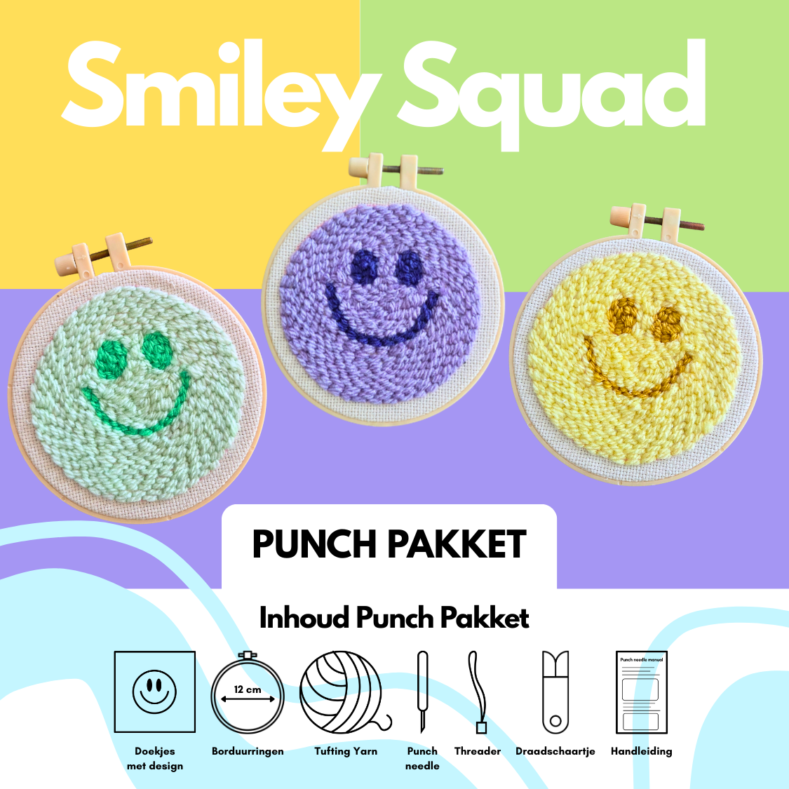 Punch Needle Smiley Squad