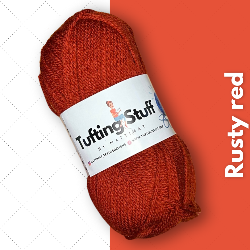 Tufting Yarn rusty red roest roodbruin wol  Mattimat Tufting Stuff wol om te tuften