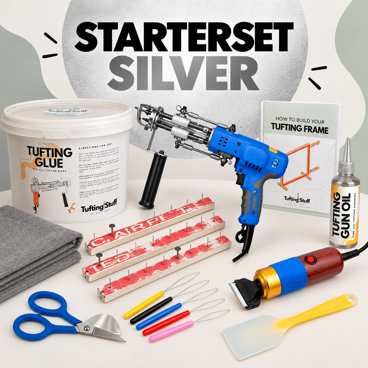 Starterset om te tuften Tufting Starterset Silver Tufting Stuff by Mattimat